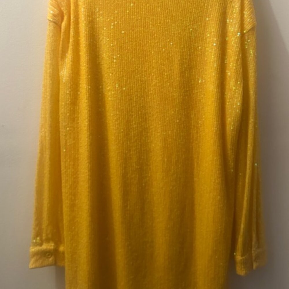 Anthropologie x Flat White Yellow Gold Sequin Button Tunic Shirt Dress NEW M - Picture 15 of 16